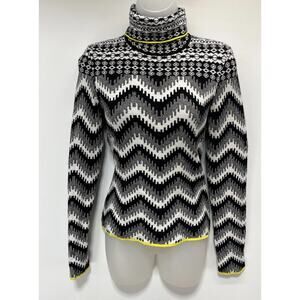 MAEVE x ANTHROPOLOGIE Ski Slope Turtleneck Sweater in Black/White Size Small